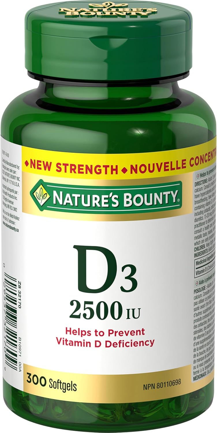 NATURE'S BOUNTY VITAMIN D3 CAPS 2500IU 300