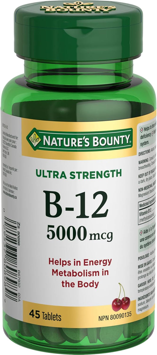 NATURE'S BOUNTY ULTRA STRENGTH VIT B-12 5000MCG 45