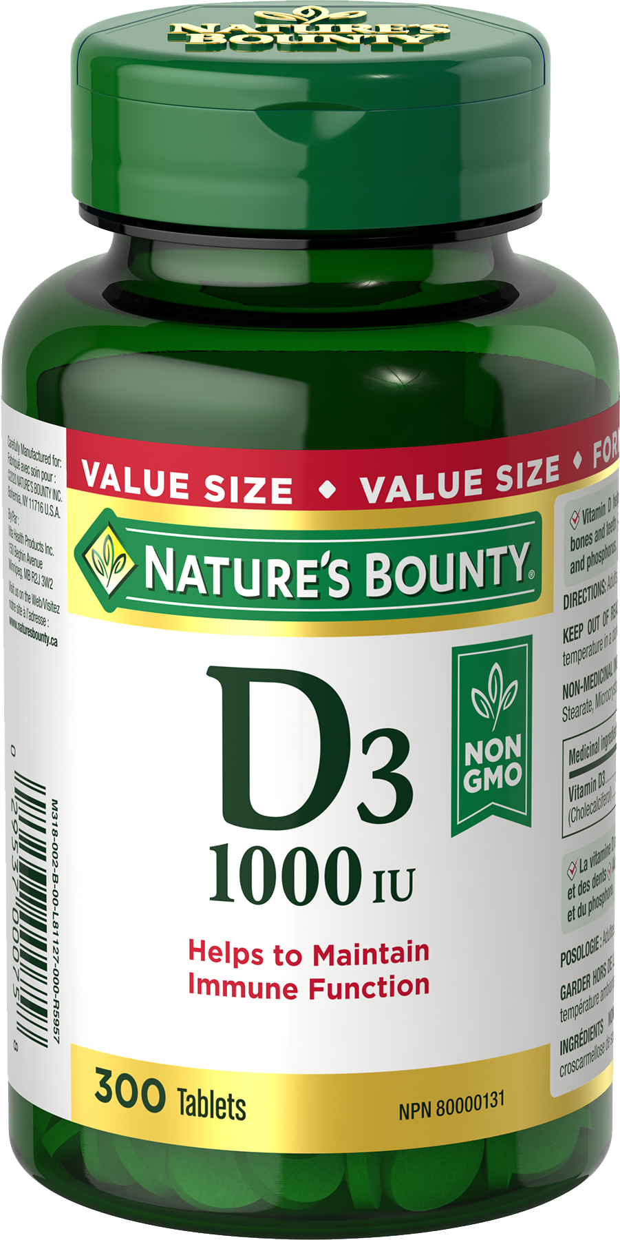 NATURE'S BOUNTY VITAMIN D CAPS 1000UI 300