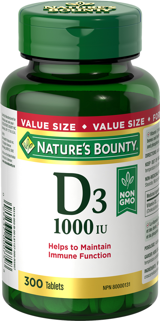 NATURE'S BOUNTY VITAMIN D CAPS 1000UI 300